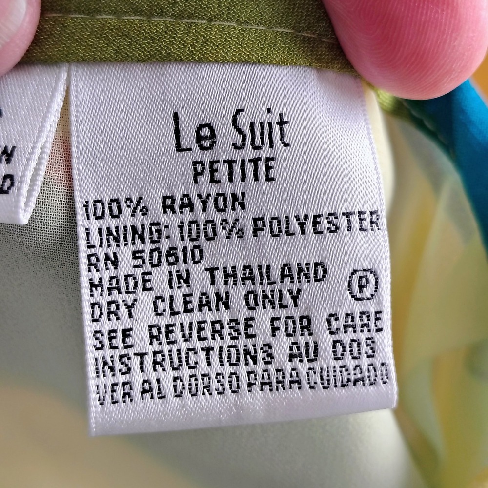 Le Suit Petite 6P Abstract Brushstroke Pencil Skirt Multicolor Teal Pink Summer - Picture 5 of 7